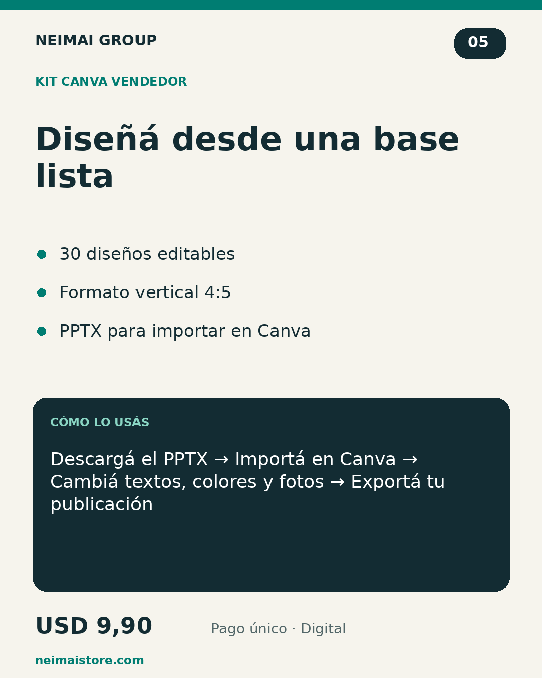 Qué incluye Kit Canva Vendedor y ejemplo ilustrativo de uso